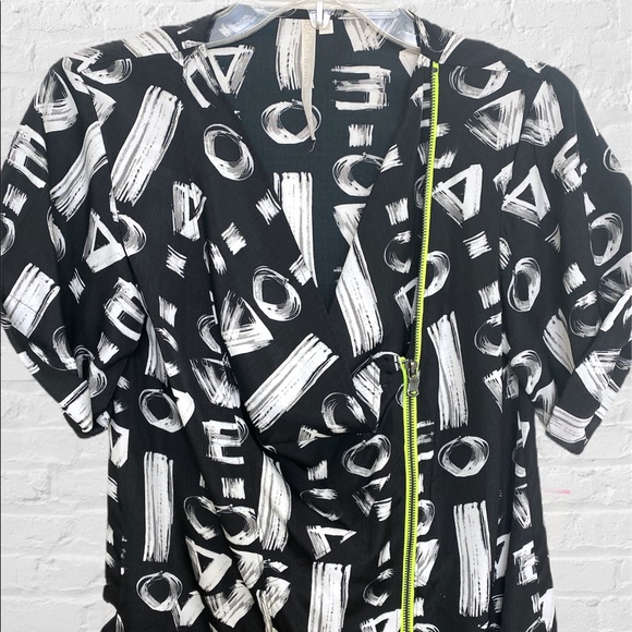 Rachel Roy Silky Double Breast Zip Letters Dress - Picture 3 of 5